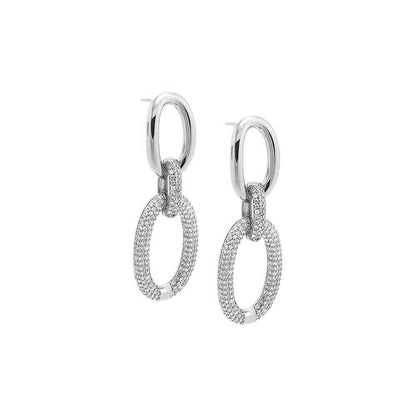 Solid/Pave Open Circle Drop Stud Earring by By Adina Eden
