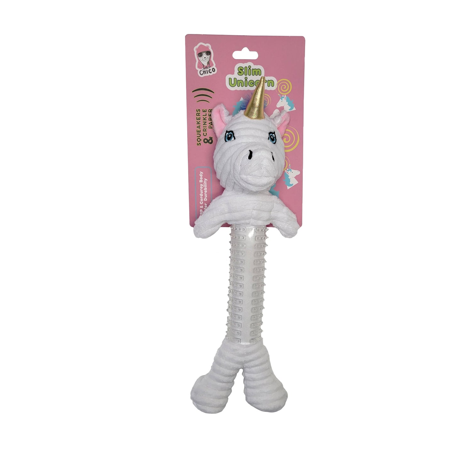 Innovative Plush and Thermoplastic Rubber Unicorn Corduroy Dog Toy