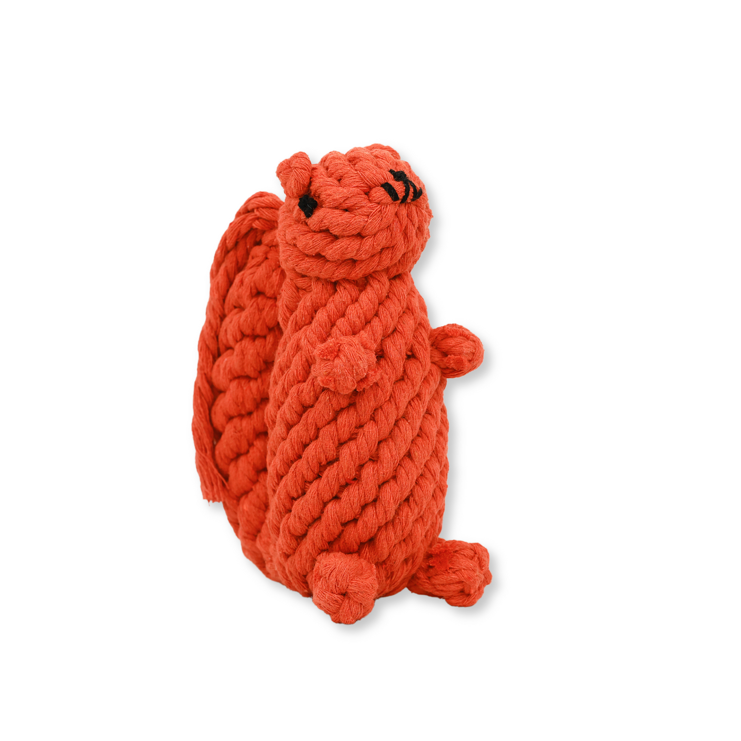Squirrel-shaped cotton rope pet toy, perfect for chewing and playing. Helps maintain dental health and provides endless fun for your furry friend.