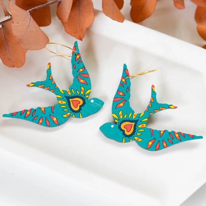 Turquoise Sparrow Hoops by LE CHIC MIAMI