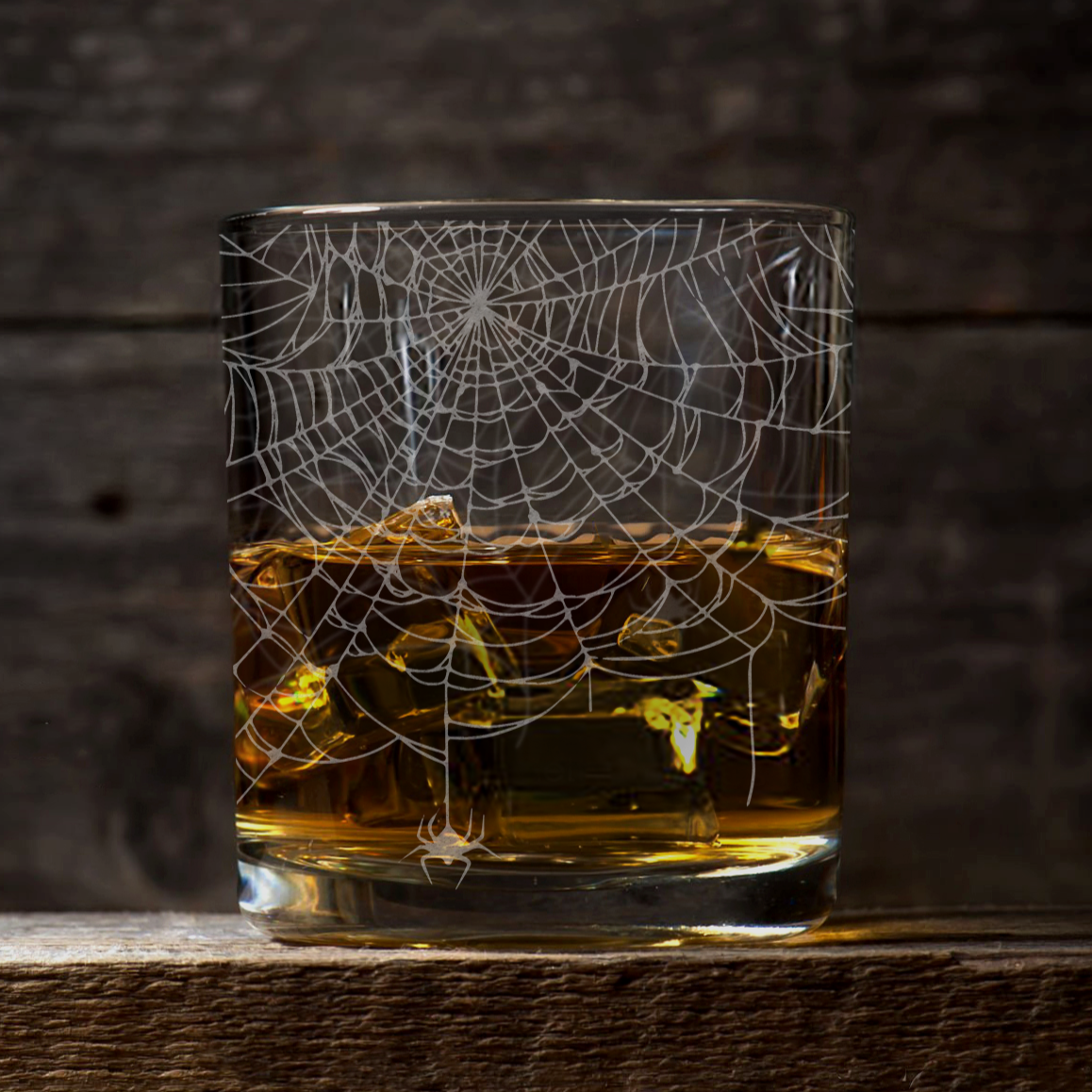 SPIDERWEBS Whiskey Glass by Lumengrave