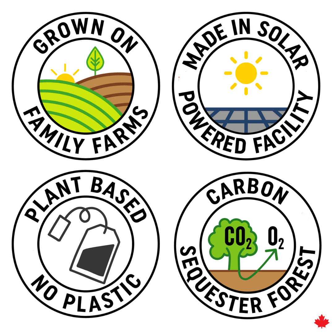 Set of four eco-friendly product labels on a white background