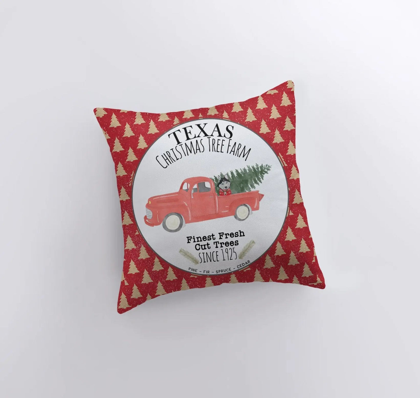 Texas Christmas Tree Farm | Red Christmas Truck | Pillow Cover | Christmas Decor | Throw Pillow | Home Decor | Rustic Christmas Decor by UniikPillows