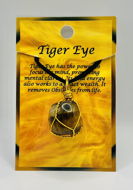 Tigers Eye Golden Wire Wrapped Necklace by Peacefful Intentions