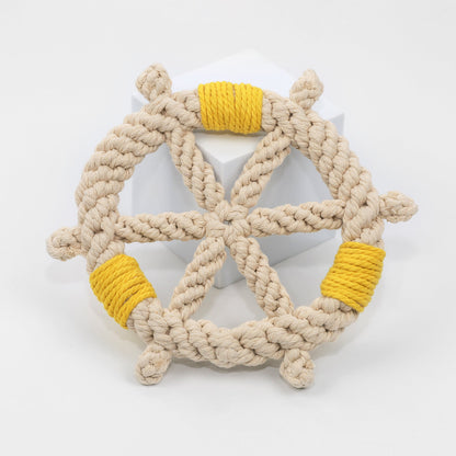 Colorful Steering Wheel Series Cotton Rope Woven Pet Toy - Front View. Durable and fun, perfect for chewing and playing.