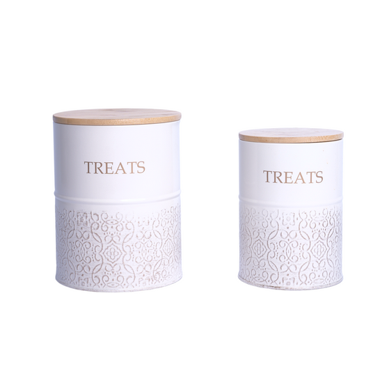 Dog Treat Canister White Swan Set of 2