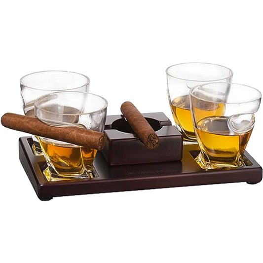 Cigar Whiskey Glasses and Ashtray Set