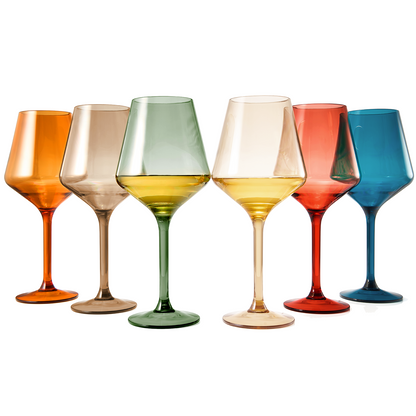 Colored Shatterproof Wine Glasses 15oz Set of 6