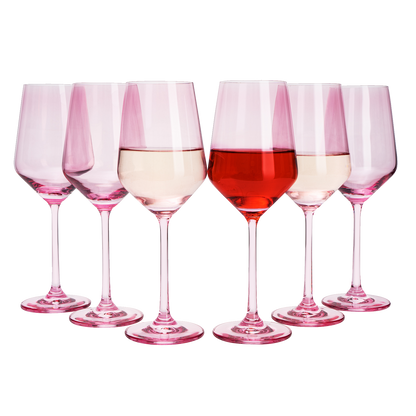 Blush Pink Wine Glass 12 oz Set of 6