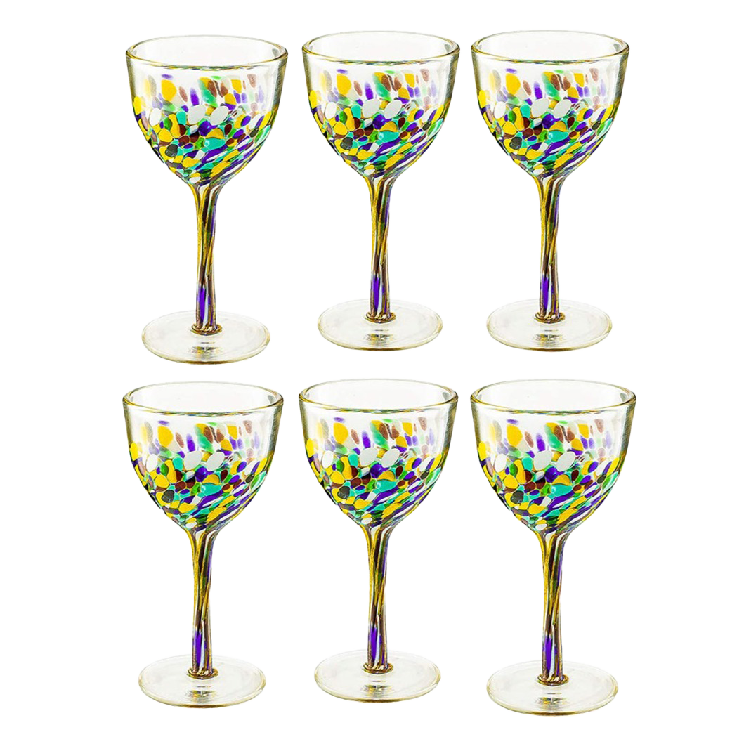 Mexican Confetti Wine Glasses 8oz Set of 6