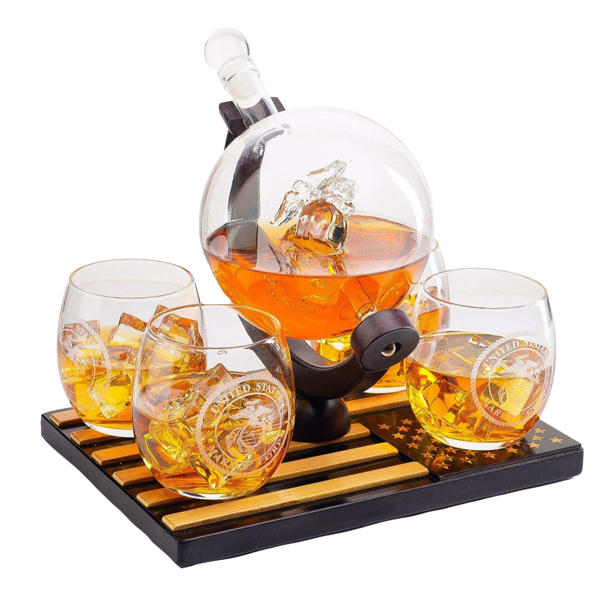 Marine Decanter Set With 4 Glasses