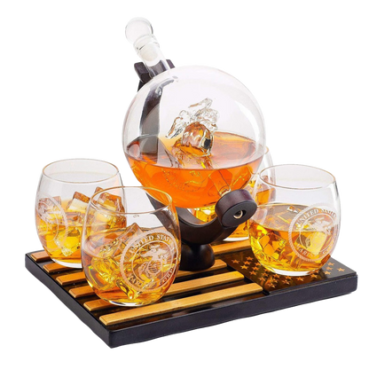 Marine Decanter Set With 4 Glasses