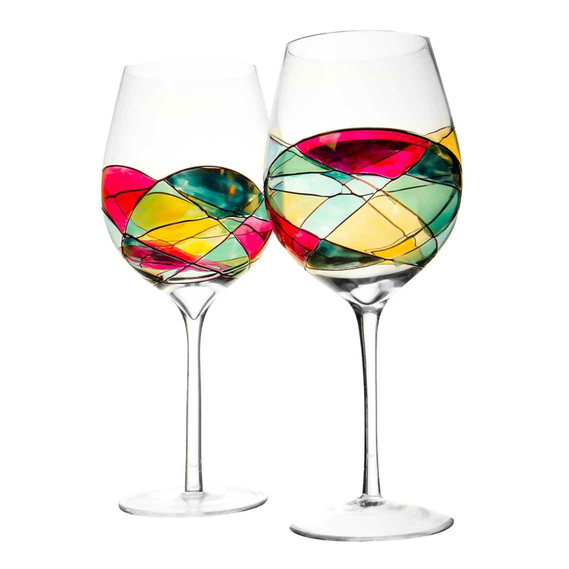 Hand Painted Wine Glasses Set of 2