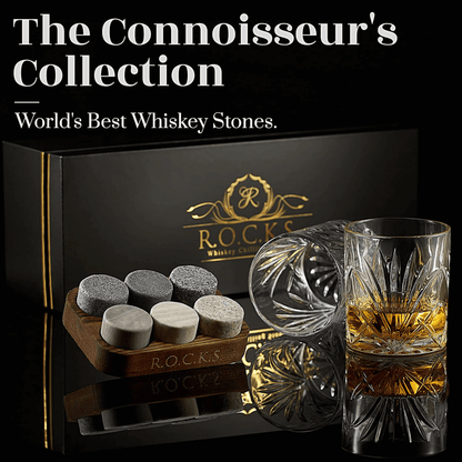 The Connoisseur's Set - Palm Glass Edition by R.O.C.K.S. Whiskey Chilling Stones