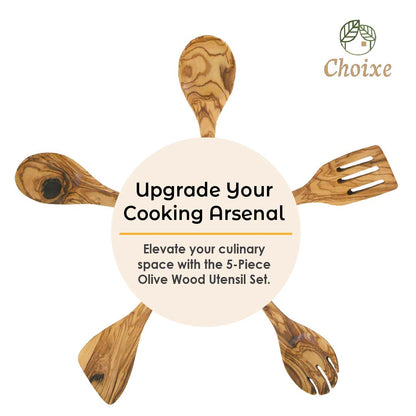 Olive Wood Kitchen Servers Set -5 pcs by Choixe