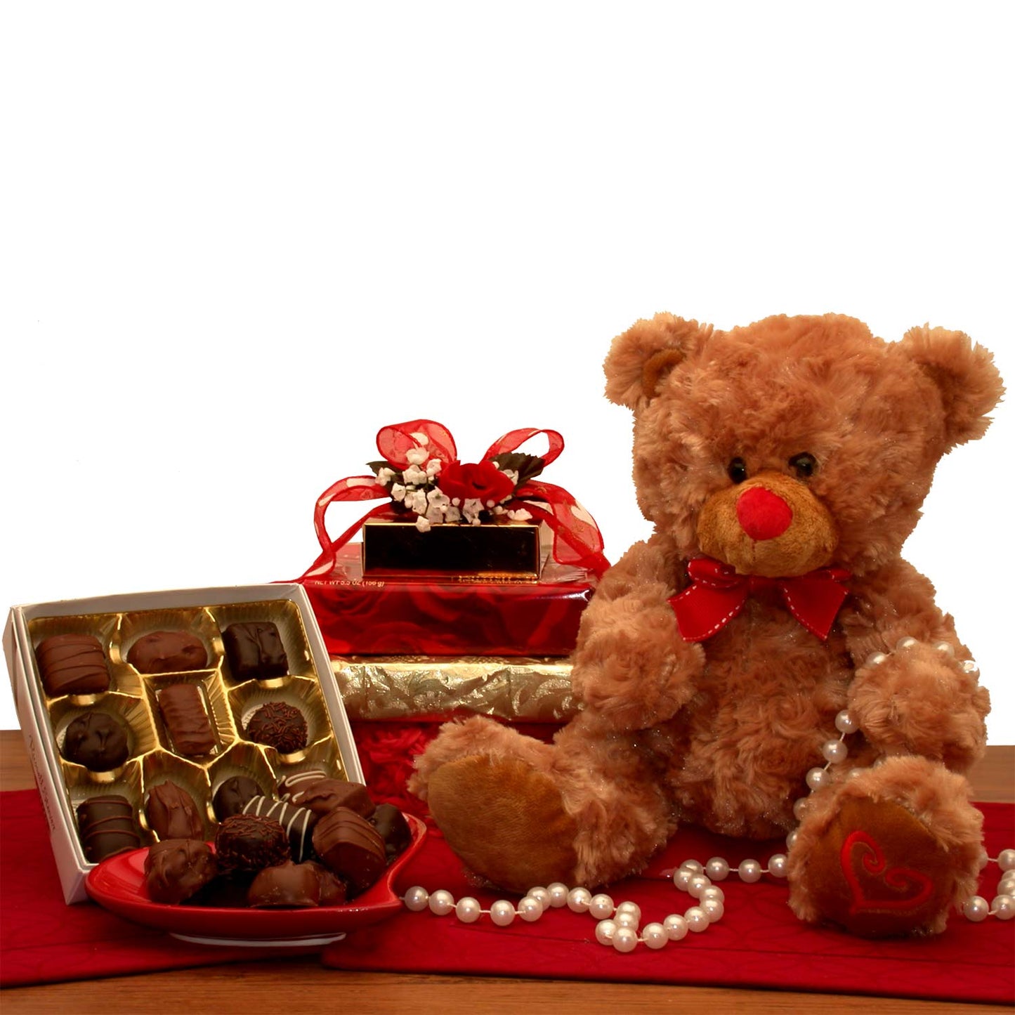 Valentine Hugs & Kisses Teddy Bear & Chocolates