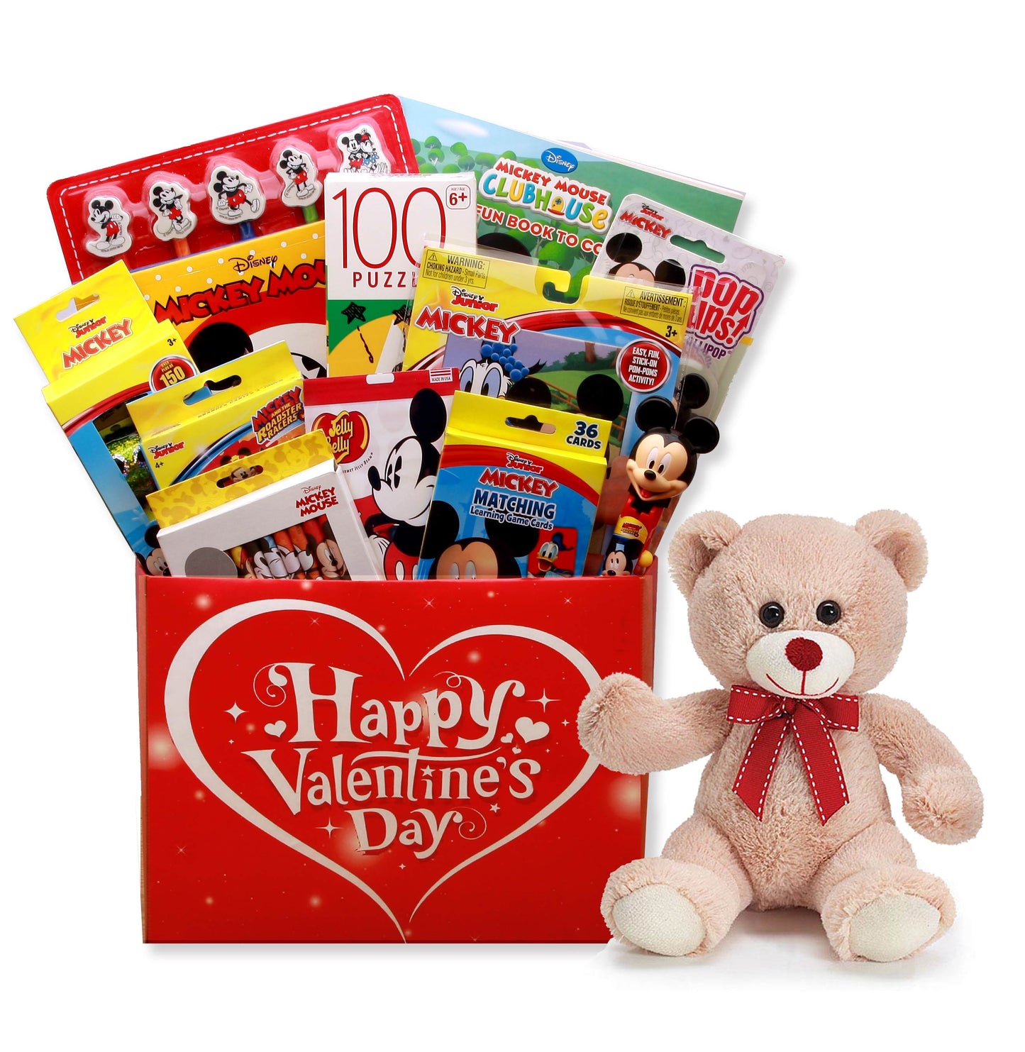 Disney Mickey & Friends Valentine's Gift Box w/ Teddy Bear Plush