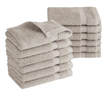 Villa Turkish Cotton Hotel Collection Washcloths - 12 Pieces by Classic Turkish Towels