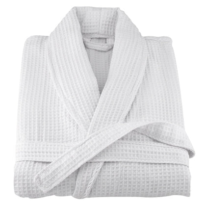 White Waffle Terry Turkish Cotton Bathrobe by Classic Turkish Towels