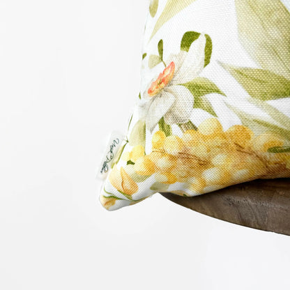 White and Yellow Flowers Green Leaves | Spring Décor | Easter Decorative Pillow | Farmhouse Décor | Hand-Made Throw Pillow | UniikPillows by UniikPillows