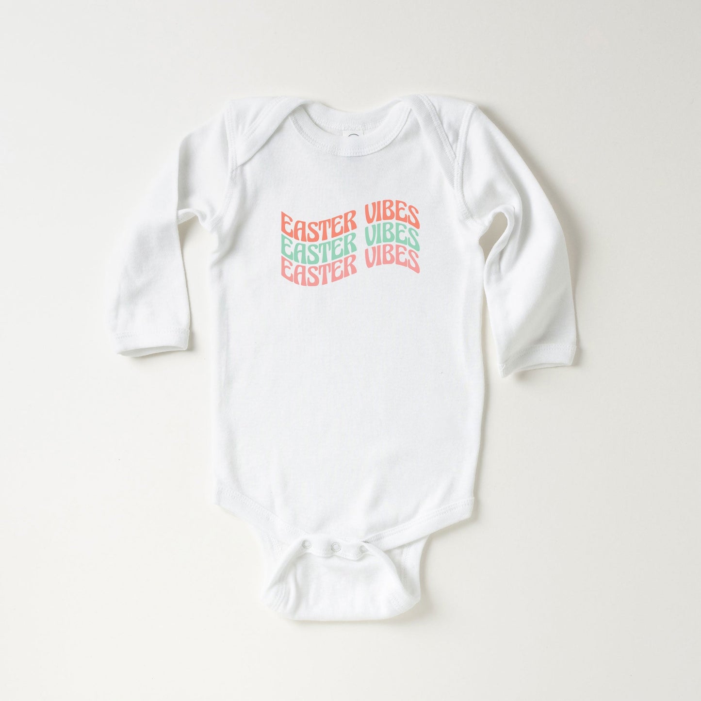 Easter Vibes Wavy Stacked | Baby Long Sleeve Onesie by The Juniper Shop