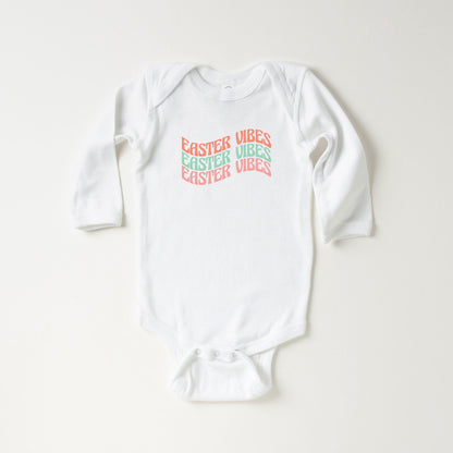 Easter Vibes Wavy Stacked | Baby Long Sleeve Onesie by The Juniper Shop