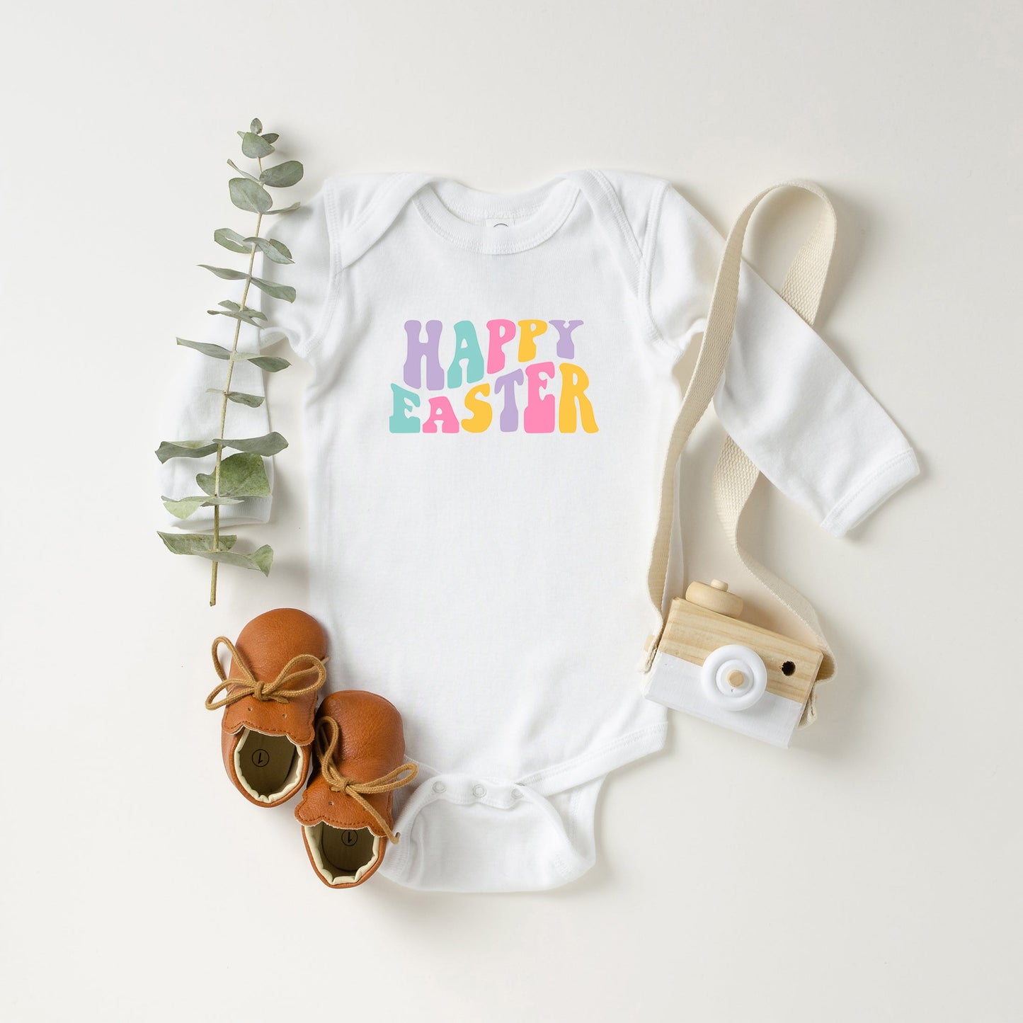 Happy Easter Colorful Baby Long Sleeve Onesie