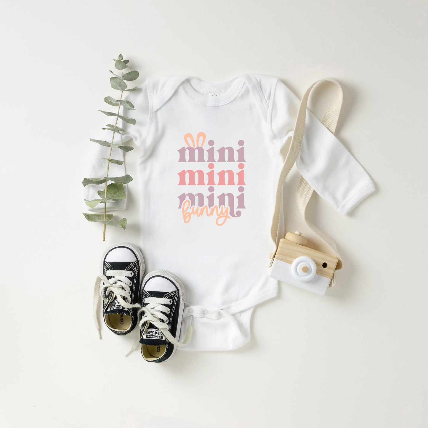 Mini Bunny Stacked Baby Long Sleeve Onesie