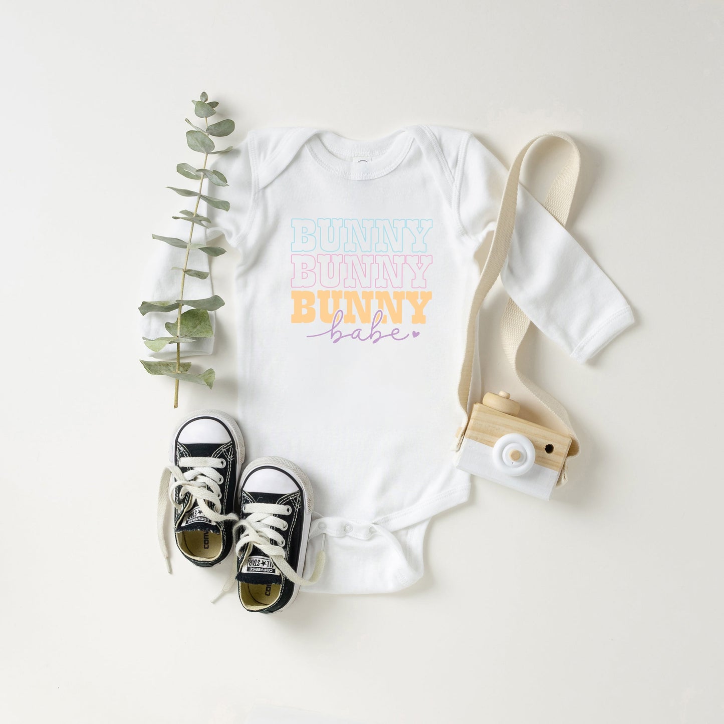 Bunny Babe Cursive Baby Long Sleeve Onesie