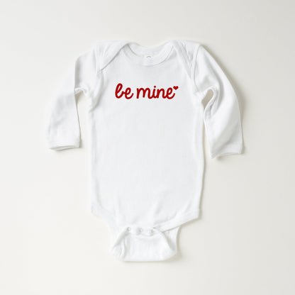 Be Mine Cursive Heart | Baby Long Sleeve Onesie by The Juniper Shop