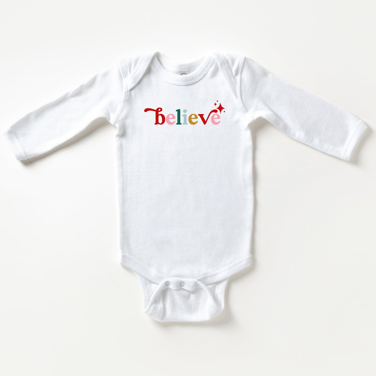 Believe Colorful | Baby Long Sleeve Onesie by The Juniper Shop