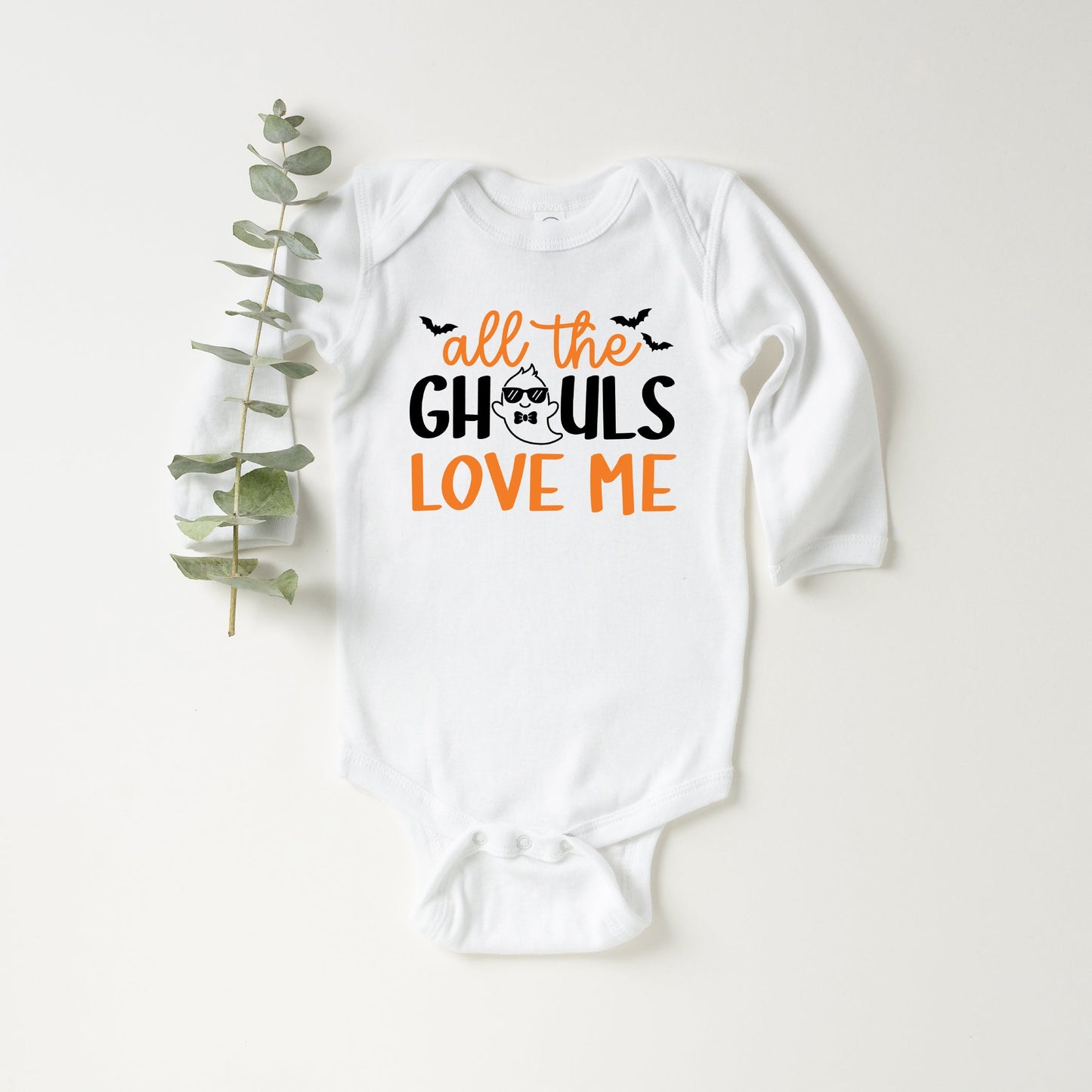 All The Ghouls Love Me Bats | Baby Graphic Long Sleeve Onesie by The Juniper Shop