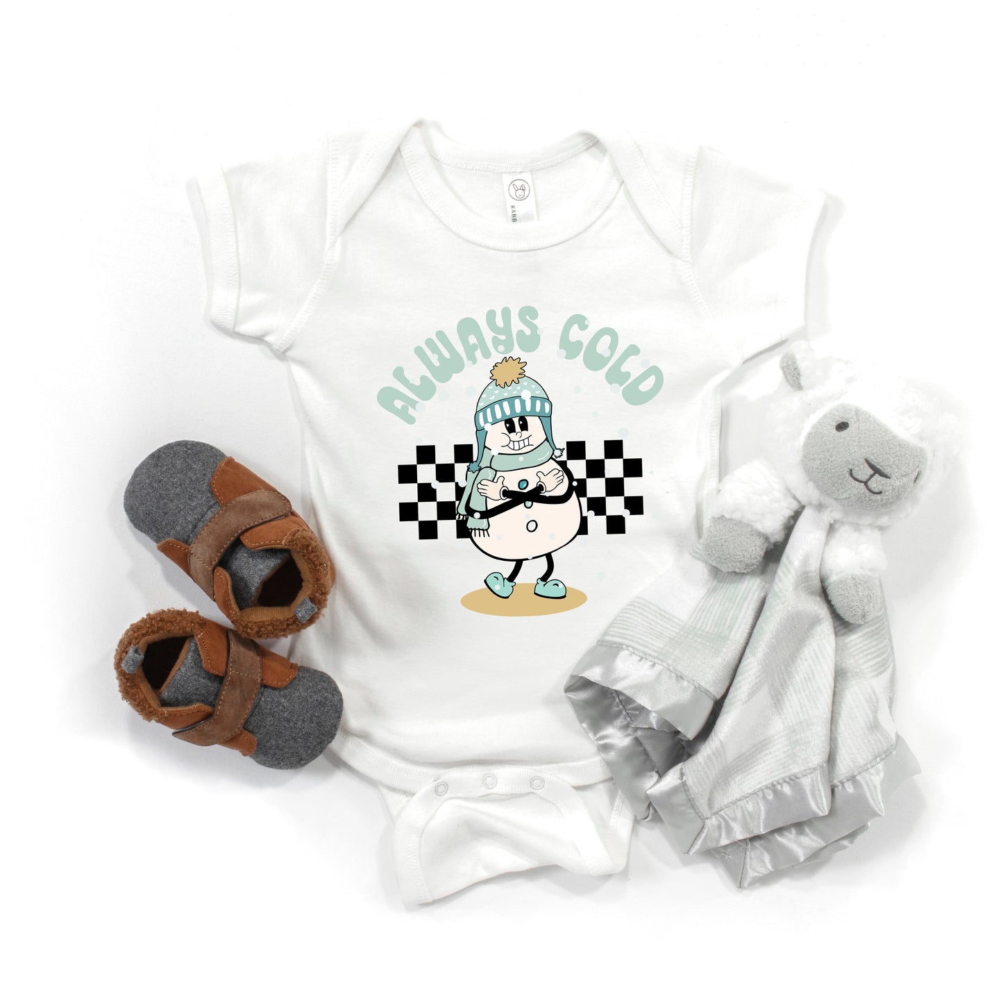 Always Cold Snowman | Baby Graphic Short Sleeve Onesie by The Juniper Shop