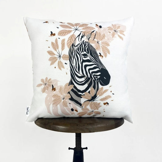 Zebra Face | Zebra Decor | Zebra Print | Leaves | Decorative Pillows | Mom Gift | Home decor | Room Decor | Bedroom Decor | Throw Pillows by UniikPillows