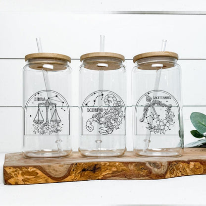 Zodiac Constellation Glass Cup – Elegant Astrology Drinkware