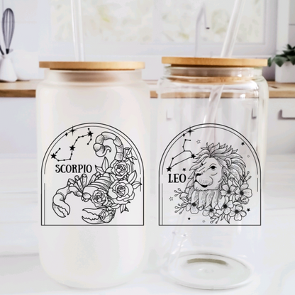 Zodiac Constellation Glass Cup – Elegant Astrology Drinkware