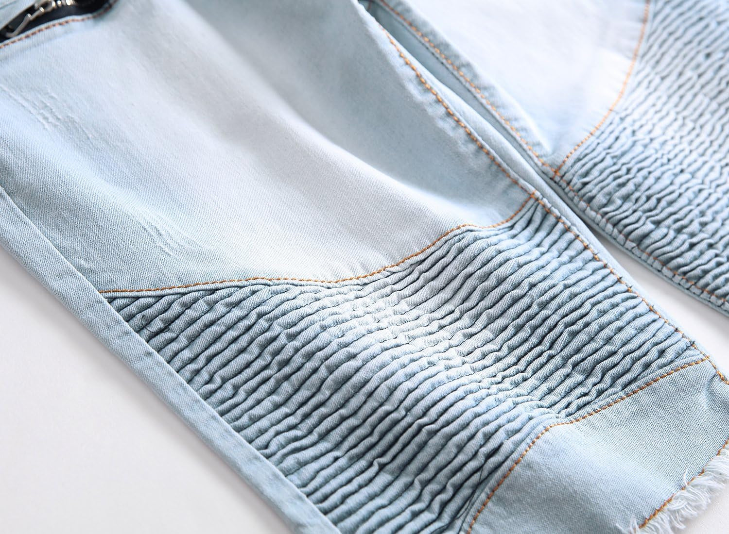 Men'S Wrinkle Stylish Slim Fit Stretch Biker Moto Summer Knee Length Fashion Jeans Shorts,1782,36