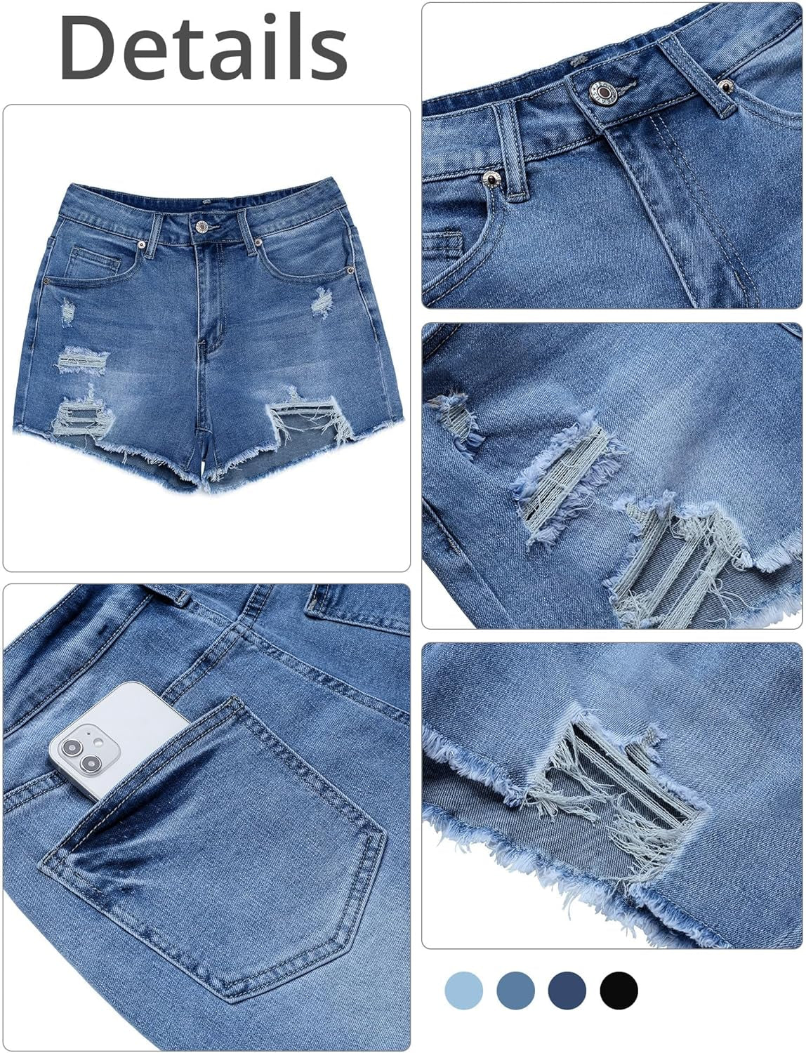 Women'S High Waisted Ripped Stretchy Denim Hot Short Summer Jean Shorts
