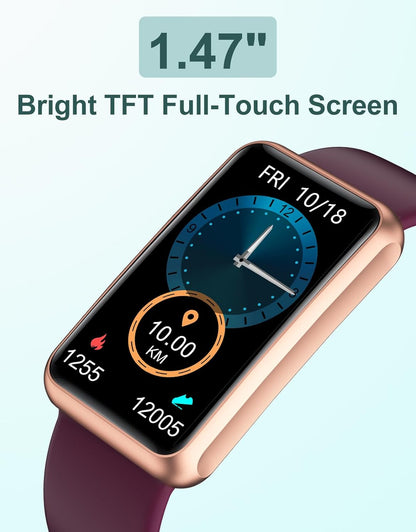 Fitness Tracker No Bluetooth No APP No Phone Needed, Fitness Watch for Men Women Parents IP68 Waterproof with Full Touch Screen Steps Calories Counter Sleep Tracker Alarm Clocks (Purple)