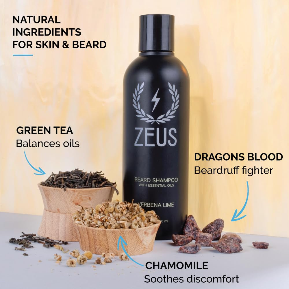 Beard Shampoo Wash, Infused with Green Tea & Natural Ingredients to Cleanse and Soften Beard – 8 Oz. Made in USA – Sandalwood