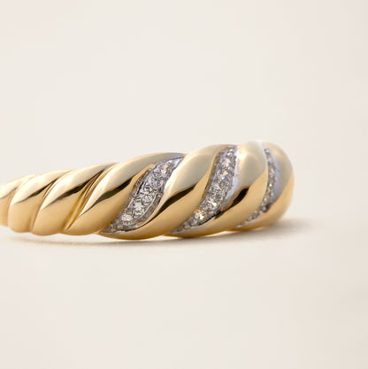 14k Solid Gold Diamond Croissant Hoop Earrings by Italic