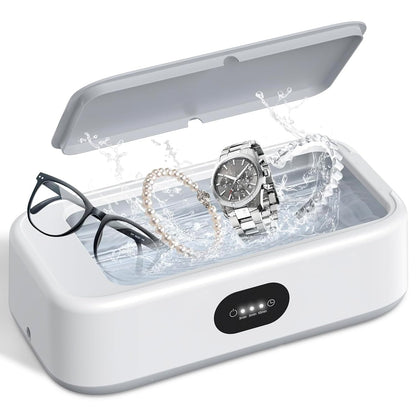 Ultrasonic Jewelry Ring Cleaner, 700Ml(24Oz), 49Khz, 48W,Multiple Digital Display Modes Convenient Jewelry Cleaner for Jewelry, Eyeglasses, Keys, Combs, Coins, Razor Heads