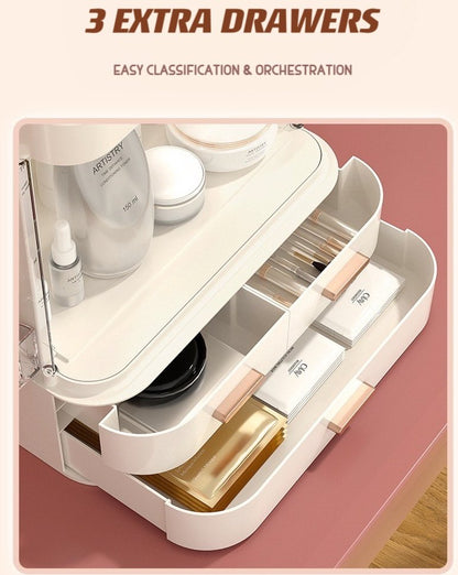 All-in-one Organizer with Led Mirror for Makeup Skincare & Accessories by INSPECIAL HOME