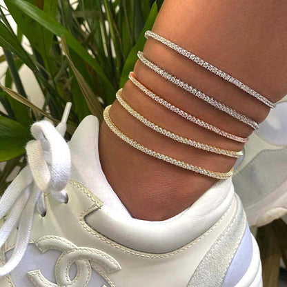 Thin Tennis Anklet by By Adina Eden