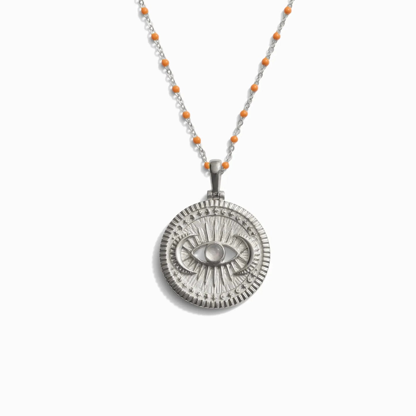 Cosmic Eye + Blush Enamel Necklace