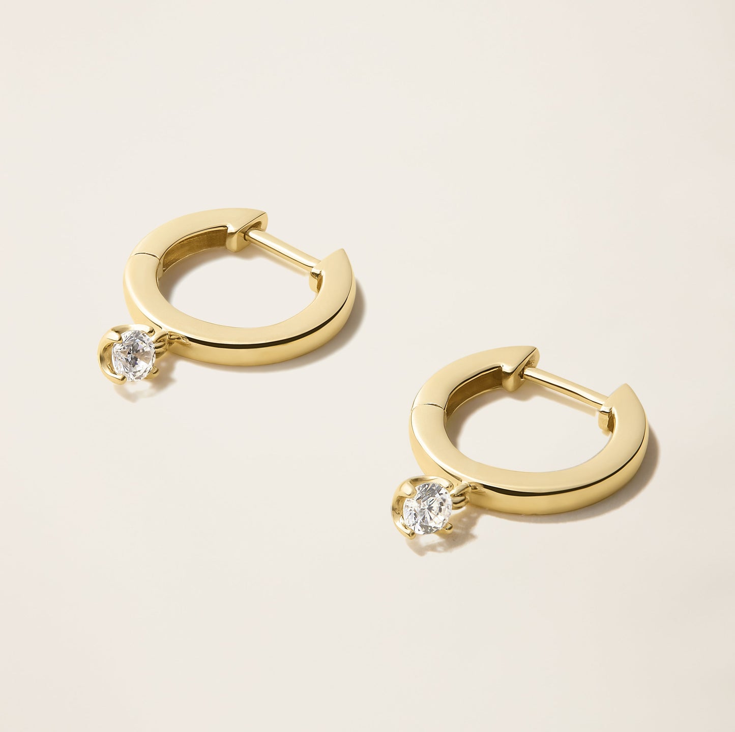 14k Solid Gold Diamond Drop Huggie Earrings by Italic