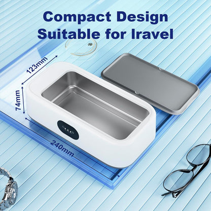 Ultrasonic Jewelry Ring Cleaner, 700Ml(24Oz), 49Khz, 48W,Multiple Digital Display Modes Convenient Jewelry Cleaner for Jewelry, Eyeglasses, Keys, Combs, Coins, Razor Heads