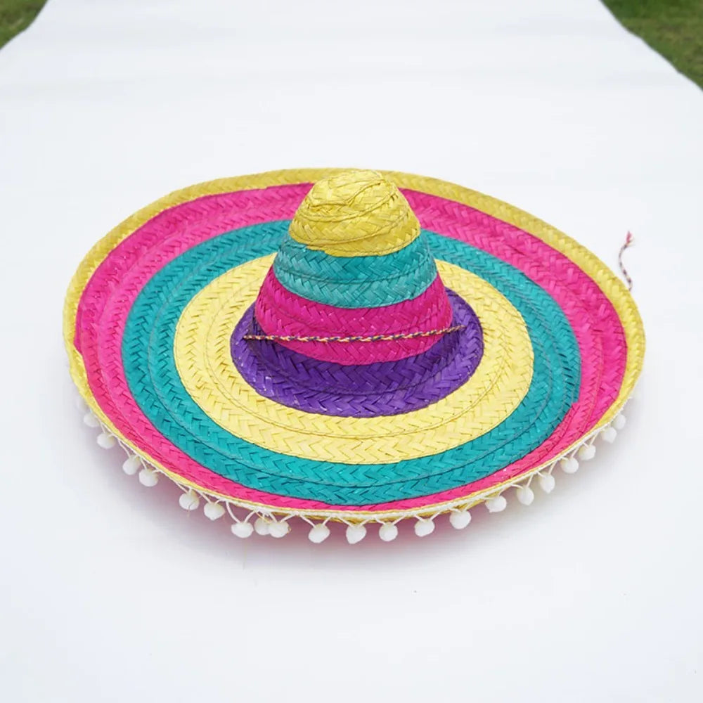 Sombrero Mexican Party Hat Summer Party Halloween Sun Hat Colorful Wide Brim Decor Straw Hats Outdoor