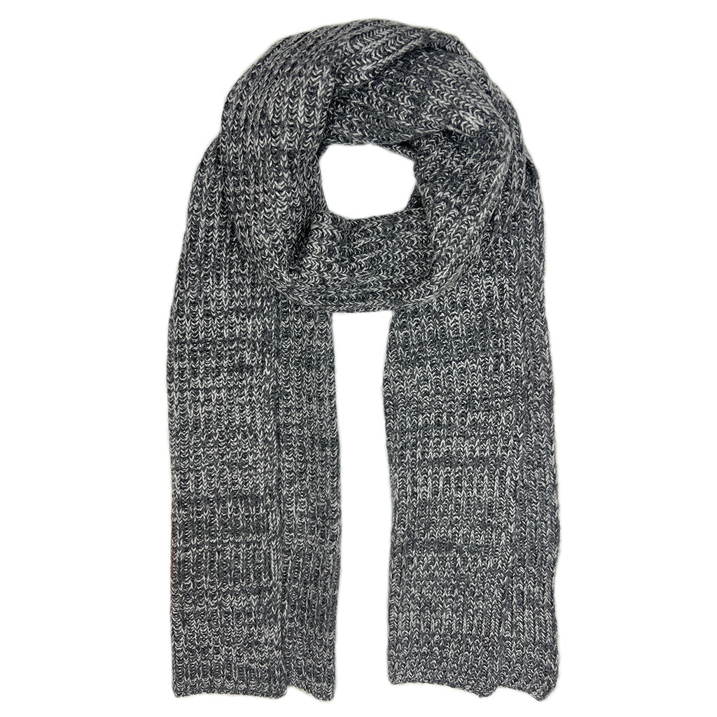 Marled Graphite Knit Cashmere Scarf