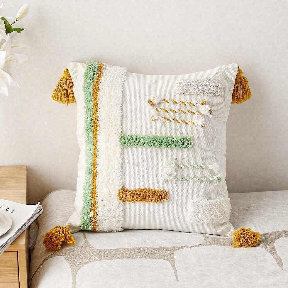 Boho-Inspired Decorative Throw Pillow Cover with Tassels | Hand-Tufted for Cozy Comfort by INSPECIAL HOME